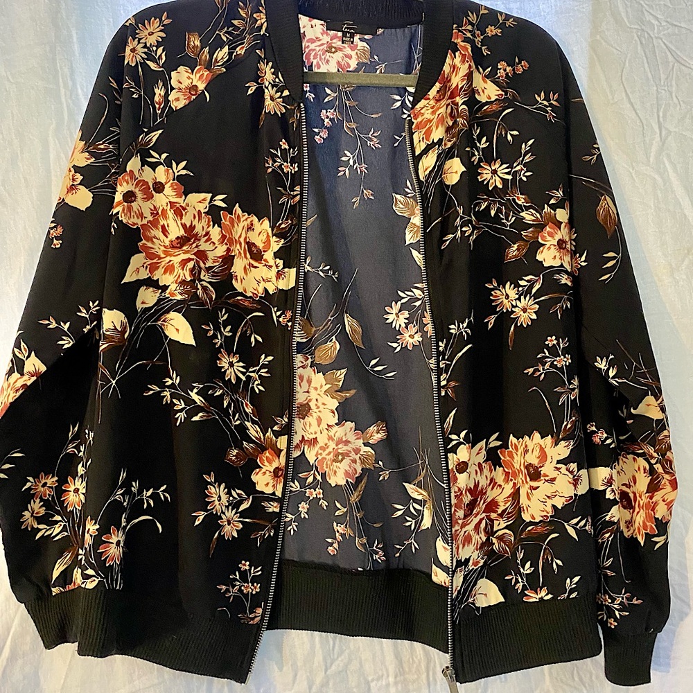 Tua Size Medium Floral Bomber Jacket/ sweatshirt NWOT